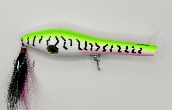 Catapult fishing lure in whacky mack colors.